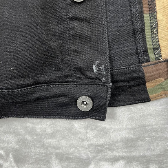 VALABASAS Solar Jacket XL Black Camo Panelled Distressed Denim Jacket - Picture 5 of 16